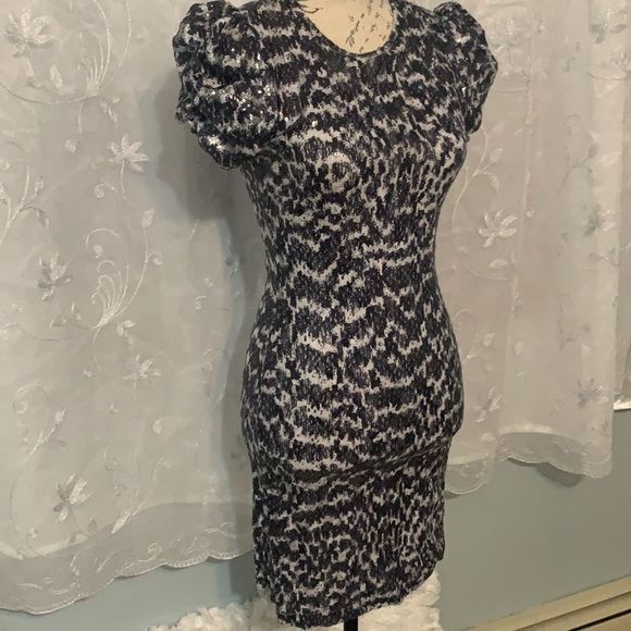 Michael Kors | Dark blue and white sequin dress | XXS - Picture 4 of 7